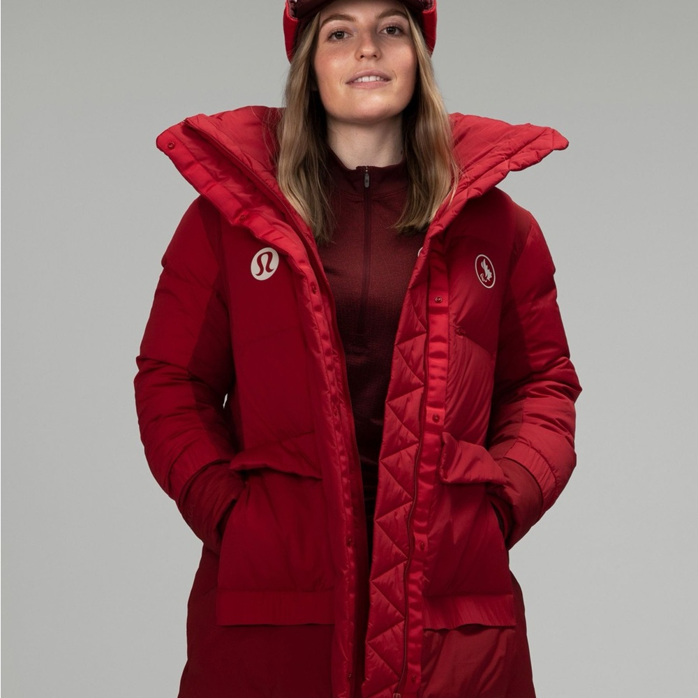Lululemon Long Red Puffer Coat
